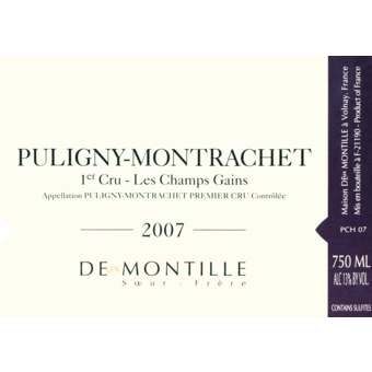 Label shot for 2007 Deux Montille Puligny Montrachet Champs Gain