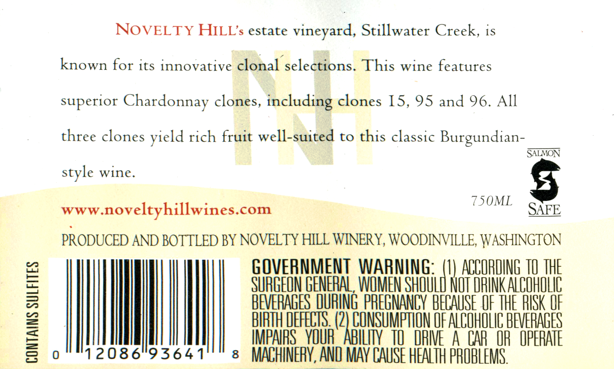 2008 Novelty Hill Chardonnay Stillwater Creek Wine Library