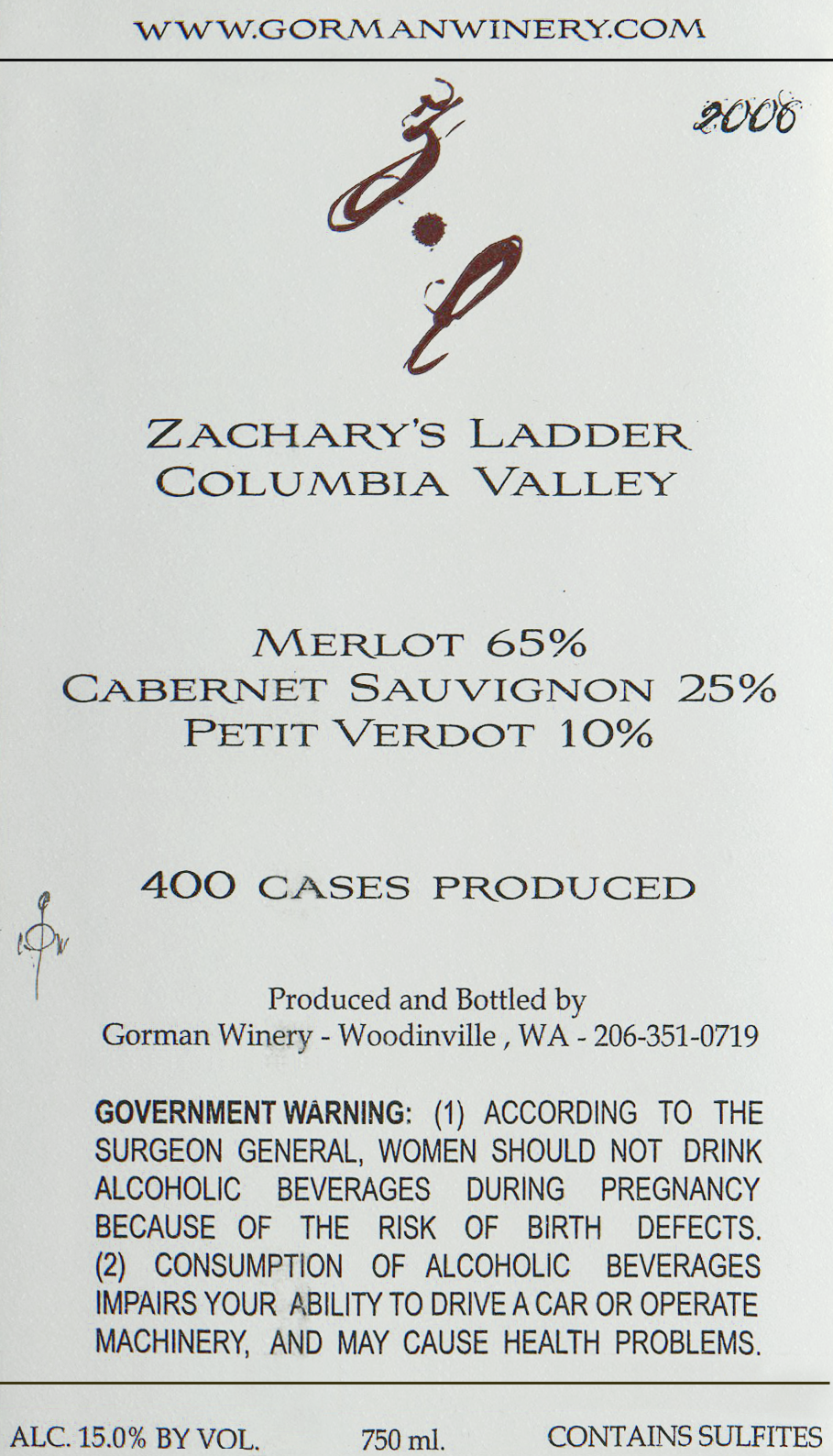 2008 Gorman Zachary's Ladder Wine Library