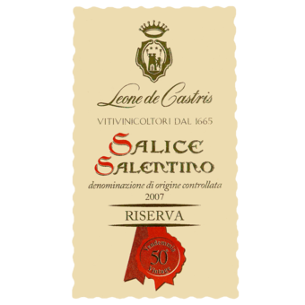 Label shot for 2007 Leone Castris Salice Salentino Riserva