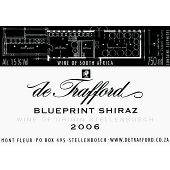 Label shot for 2006 De Trafford Blueprint Shiraz