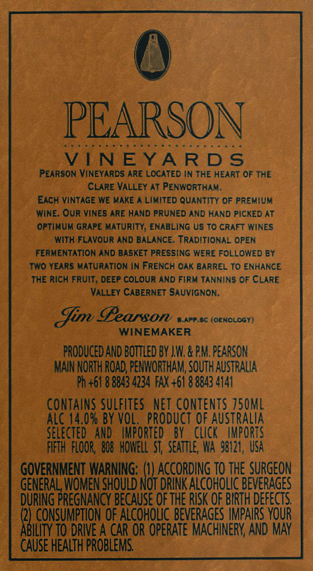 2005 Pearson Vineyards Sauvignon Wine Library