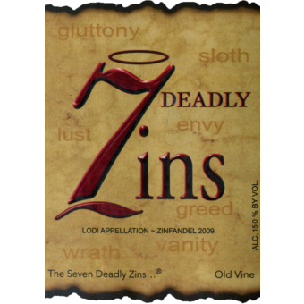 Label shot for 2009 Seven Deadly Zins Zinfandel