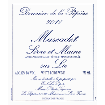 Label shot for 2011 Pepiere Muscadet Sur Lie