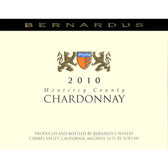 Label shot for 2010 Bernardus Chardonnay