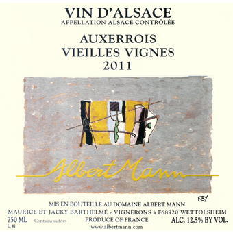 Label shot for 2011 Albert Mann Auxerrois Vieilles Vignes