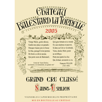 Label shot for 2005 Chateau Balestard La Tonnelle