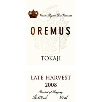 Label shot for 2008 Oremus Tokaji Late Harvest Botrytis