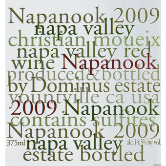 Label shot for 2009 Napanook