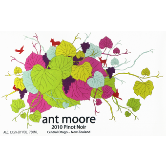 Label shot for 2010 Ant Moore Pinot Noir