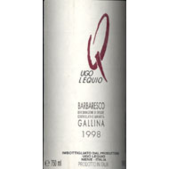 Label shot for 1998 Ugo Lequio Barbaresco Gallina