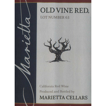 Label shot for  Marietta Wine Cellars Old Vine Red Lot 63