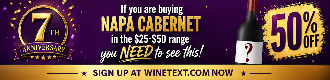 WineText 7th anniversary mystery banner.